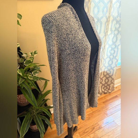 Eileen Fisher Open Front Cardigan Linen/Wool Gray Black Yarn Women’s Size M - Picture 3 of 13